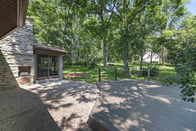 5572 Stable View Ln, Fitchburg, WI 53575 - wooden terrace with a lawn
