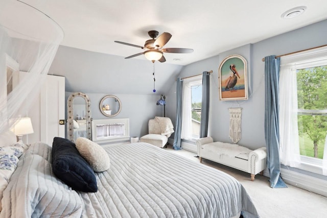 N5562 County Road A, Lake Mills, WI 53551 - carpeted bedroom with vaulted ceiling and ceiling fan