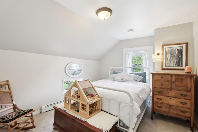 N5562 County Road A, Lake Mills, WI 53551 - bedroom with light carpet, a baseboard heating unit, and lofted ceiling
