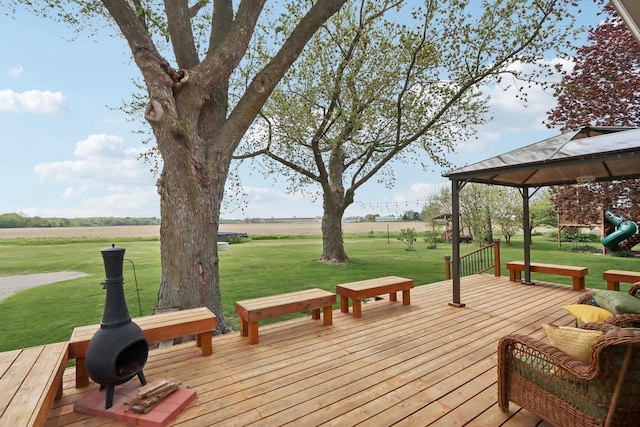 N5562 County Road A, Lake Mills, WI 53551 - deck featuring a lawn, a gazebo, and a view of rural / pastoral area