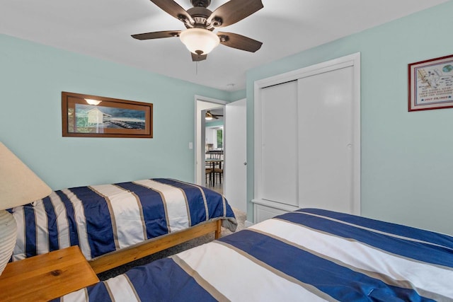 6170 Bay Shore Dr, Sturgeon Bay, WI 54235 - bedroom featuring a closet and ceiling fan