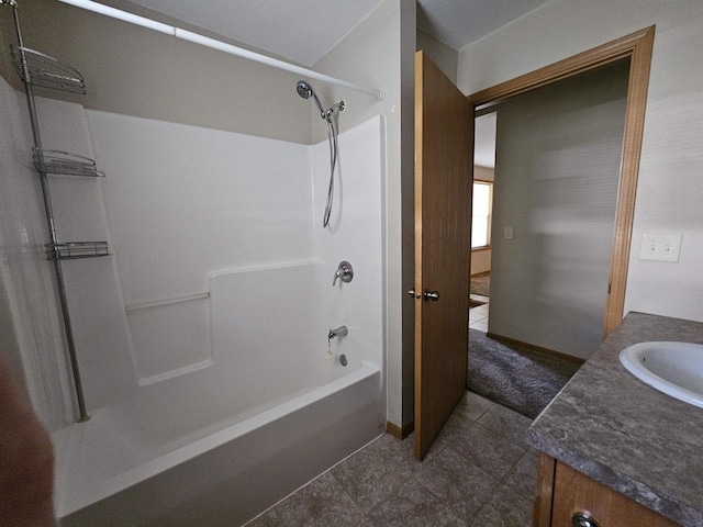 105 W Clark St, Plainfield, WI 54966 - full bathroom featuring vanity, tile patterned flooring, and shower / washtub combination
