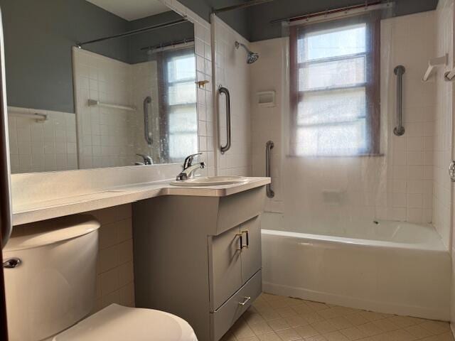 3681 S 5th St, Milwaukee, WI 53207 - bathroom with vanity, bathtub / shower combination, tile patterned flooring, and plenty of natural light