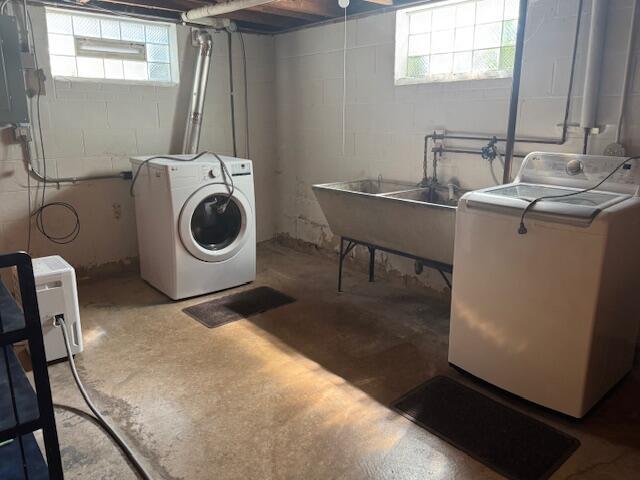 3681 S 5th St, Milwaukee, WI 53207 - washroom with washer and dryer, healthy amount of natural light, and electric panel