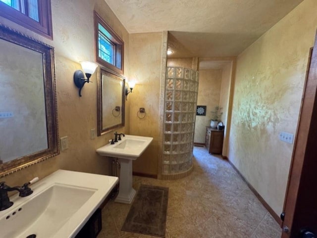 4920 N Meade St, Appleton, WI 54913 - full bath with a textured ceiling, a textured wall, and tiled shower