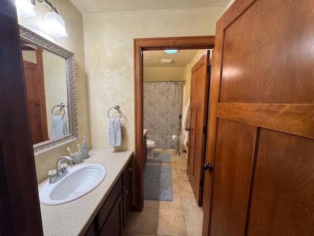 4920 N Meade St, Appleton, WI 54913 - full bathroom featuring vanity, tile patterned floors, and a shower with shower curtain