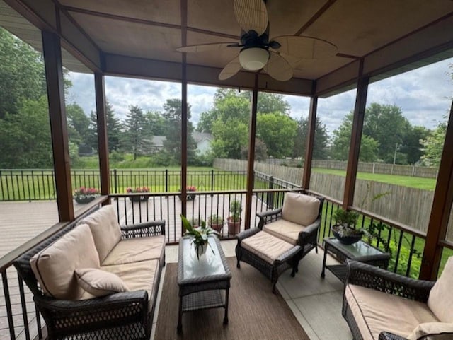 4920 N Meade St, Appleton, WI 54913 - sunroom / solarium featuring an outdoor living space, ceiling fan, and plenty of natural light
