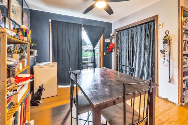521 Seminole Way, Deforest, WI 53532 - dining room featuring a ceiling fan and wood finished floors