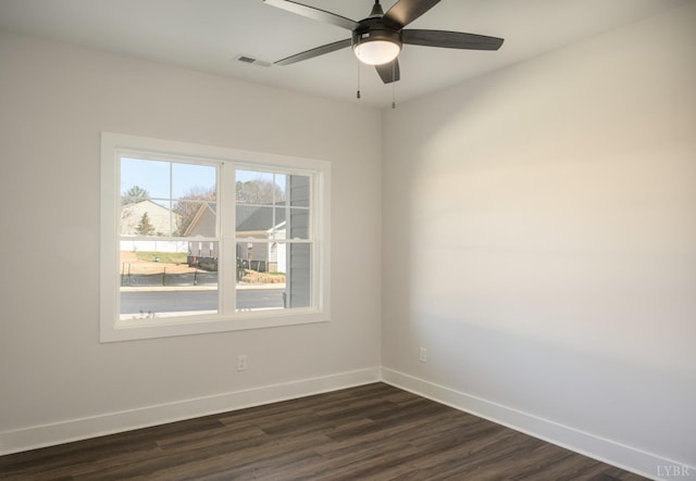 119 Lockridge Ln, Lynchburg, VA 24502 - empty room with baseboards, dark wood-type flooring, and ceiling fan