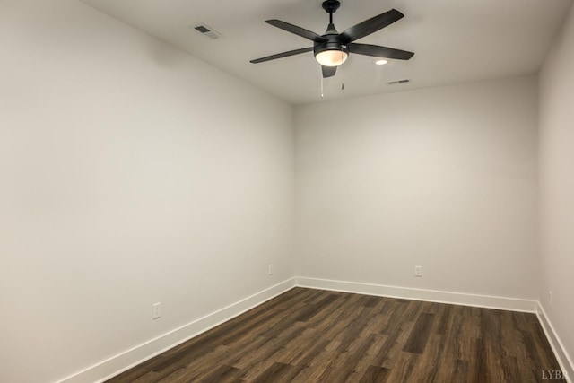 119 Lockridge Ln, Lynchburg, VA 24502 - spare room featuring baseboards, dark wood finished floors, ceiling fan, and recessed lighting