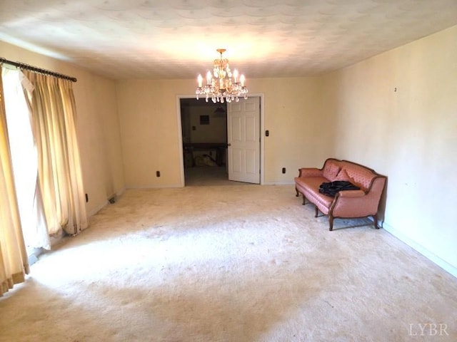 11420 Wards Rd, Rustburg, VA 24588 - living area with a chandelier, carpet floors, and baseboards