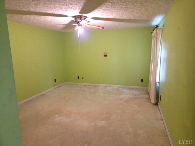 11420 Wards Rd, Rustburg, VA 24588 - empty room featuring a ceiling fan, a textured ceiling, light carpet, and baseboards