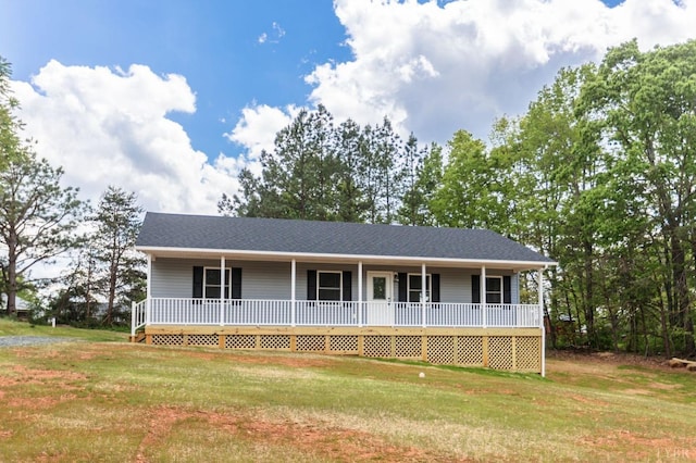 465 Soybean Dr, Appomattox, VA 24522 - view of front of home featuring covered porch, a front lawn, and a shingled roof