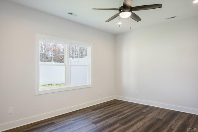 104 Lockridge Ln, Lynchburg, VA 24502 - unfurnished room with dark wood-style flooring, baseboards, and a ceiling fan