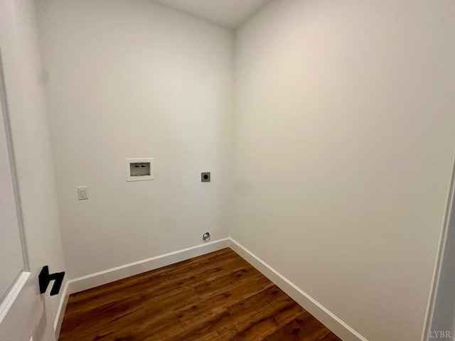 4678 Wildway Rd, Appomattox, VA 24522 - laundry room with hookup for an electric dryer, washer hookup, dark wood-type flooring, and baseboards
