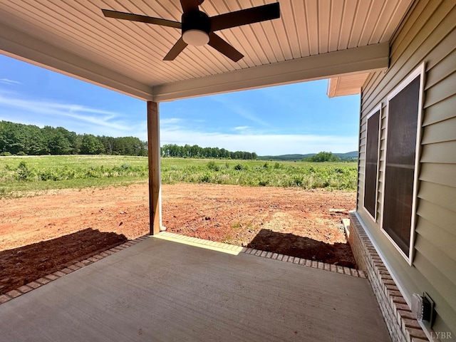 4678 Wildway Rd, Appomattox, VA 24522 - view of patio featuring a view of rural / pastoral area and ceiling fan