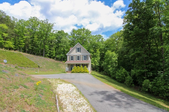 872 Two Bid Rd, Evington, VA 24550 - view of front of property featuring driveway, a view of trees, and a front yard
