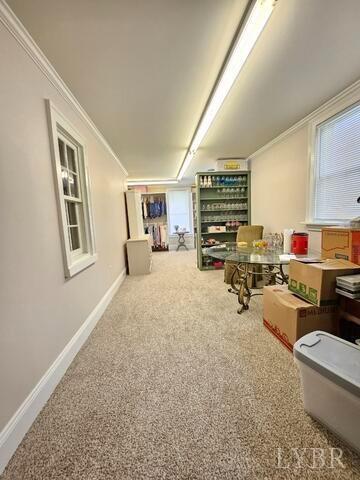 1501 Saxkey, Drakes Branch, VA 23937 - basement with carpet floors, crown molding, and baseboards