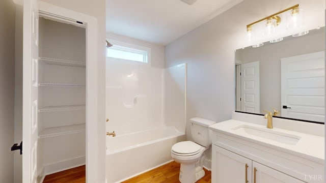 193 Allure Dr, Rustburg, VA 24588 - full bathroom featuring  shower combination, vanity, toilet, and wood finished floors