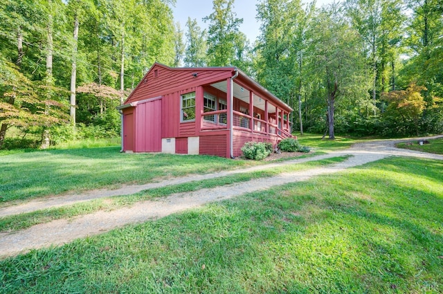 1343 Wares Gap Rd, Monroe, VA 24574 - view of outbuilding featuring a wooded view and driveway