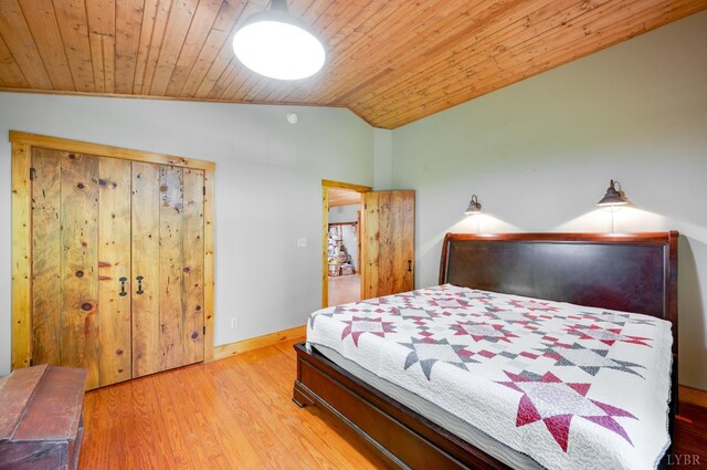 1343 Wares Gap Rd, Monroe, VA 24574 - bedroom featuring baseboards, wood finished floors, vaulted ceiling, and wood ceiling