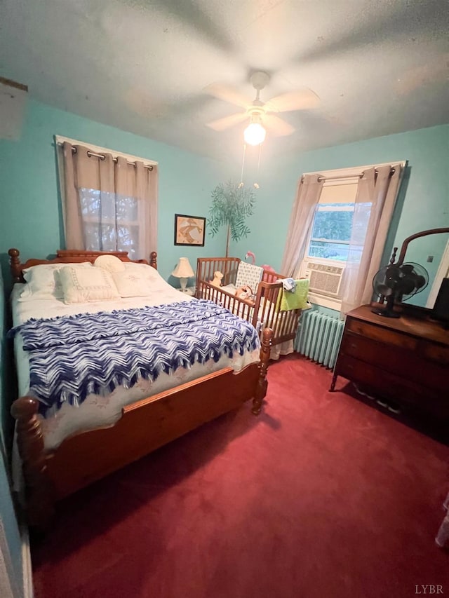 811 Broad St, Altavista, VA 24517 - bedroom featuring carpet, radiator, ceiling fan, and cooling unit