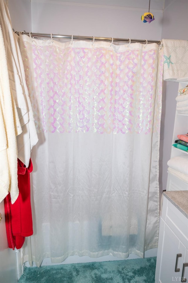 811 Broad St, Altavista, VA 24517 - bathroom with vanity and a shower with curtain