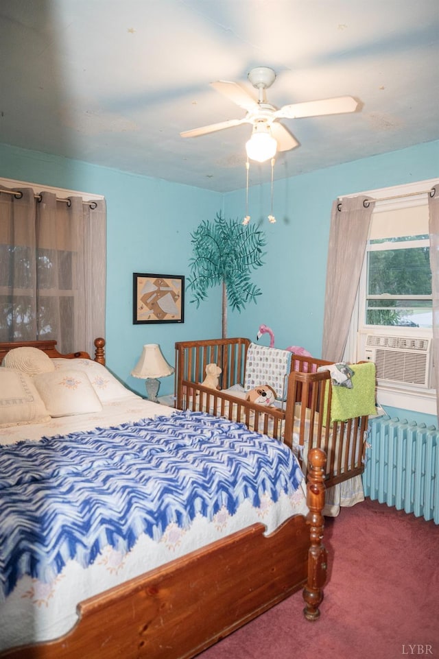 811 Broad St, Altavista, VA 24517 - carpeted bedroom with radiator heating unit and ceiling fan