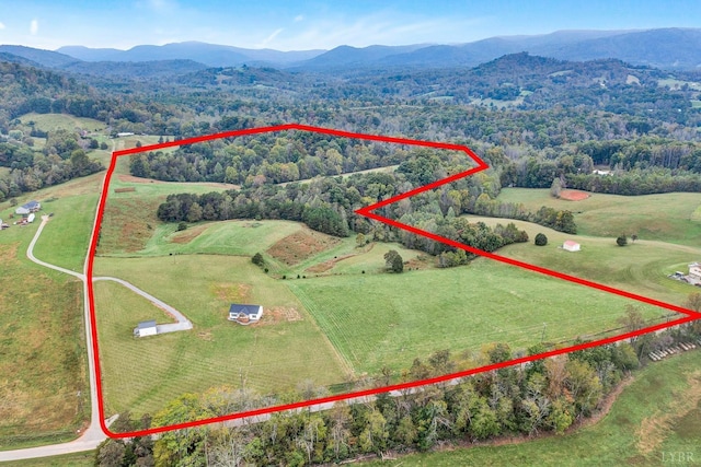1095 Fox Ln, Moneta, VA 24121 - view of rural area with property parcel outlined and mountains