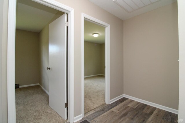 5427 Snake Creek Rd, Stuart, VA 24343 - hallway with visible vents, dark wood-style floors, and baseboards