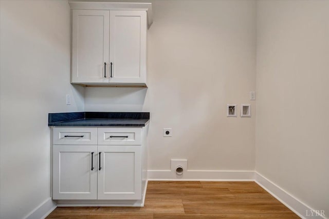 1161 Golf View Ct, Huddleston, VA 24104 - laundry room with hookup for an electric dryer, hookup for a washing machine, light wood-style floors, and baseboards