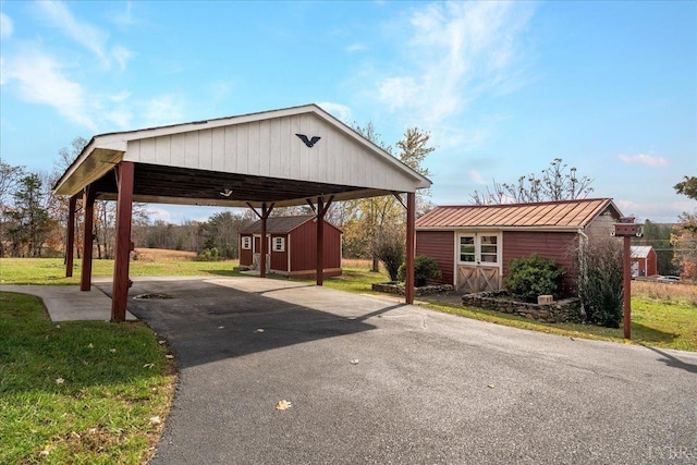 2180 Lime Plant Rd, Appomattox, VA 24522 - view of vehicle parking with driveway, a shed, and a detached carport