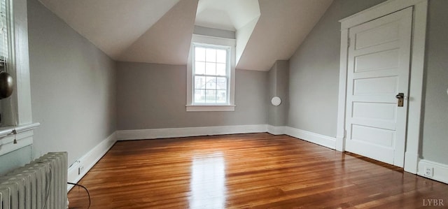 4065 Fort Ave, Lynchburg, VA 24502 - additional living space with radiator, lofted ceiling, wood finished floors, and baseboards