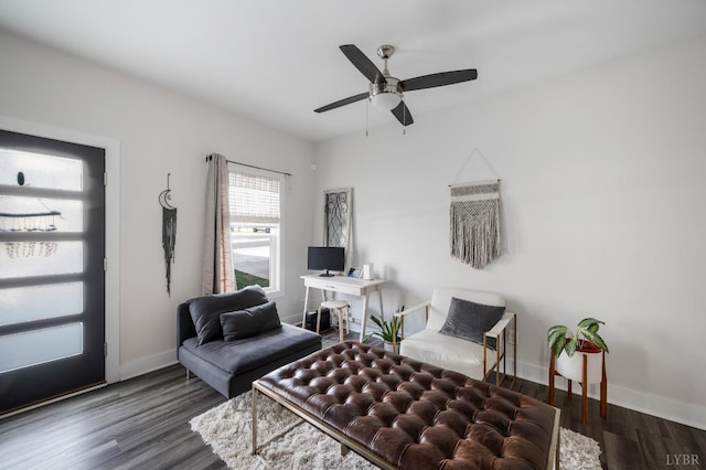 3047 Fulton St, Lynchburg, VA 24501 - living room with wood finished floors, baseboards, and a ceiling fan