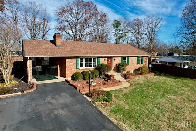 166 Rector Rd, Concord, VA 24538 - ranch-style home featuring a chimney and brick siding