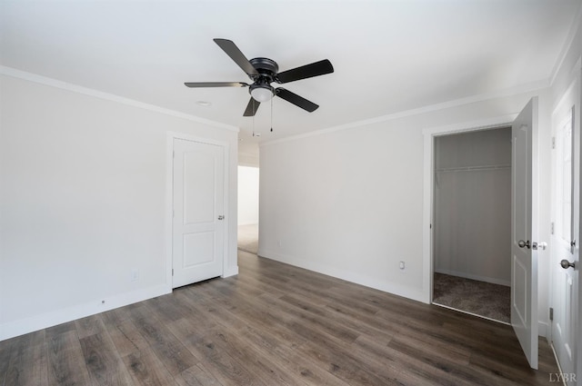 899 Union Hill Rd, Amherst, VA 24521 - unfurnished bedroom with crown molding, wood finished floors, a closet, and ceiling fan
