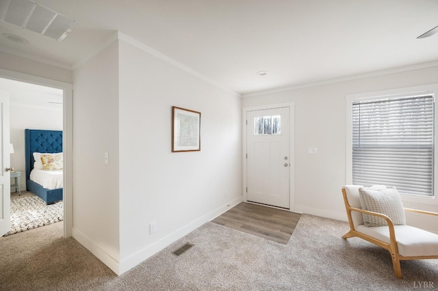 899 Union Hill Rd, Amherst, VA 24521 - foyer featuring carpet floors and crown molding