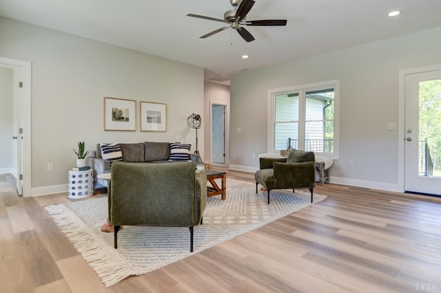 1327 Greenhouse Rd, Rustburg, VA 24588 - living area featuring light wood-type flooring, ceiling fan, and recessed lighting