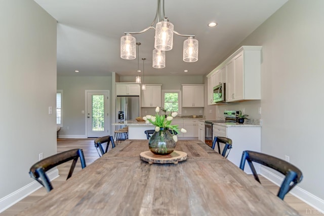 1327 Greenhouse Rd, Rustburg, VA 24588 - dining space featuring light wood-style floors, baseboards, and recessed lighting