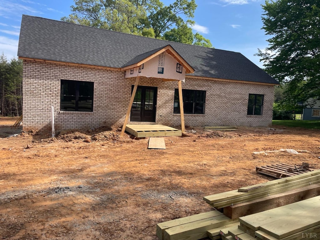 441 Dearborn Rd, Evington, VA 24550 - unfinished property featuring brick siding and a shingled roof