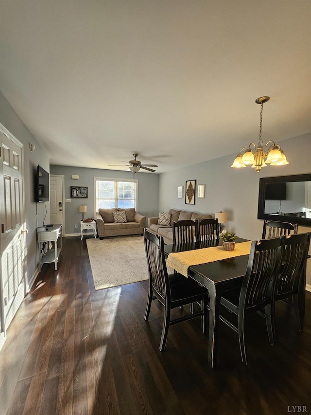 1810 Broadway St Unit 102, Lynchburg, VA 24501 - dining space featuring a ceiling fan, baseboards, and dark wood-type flooring