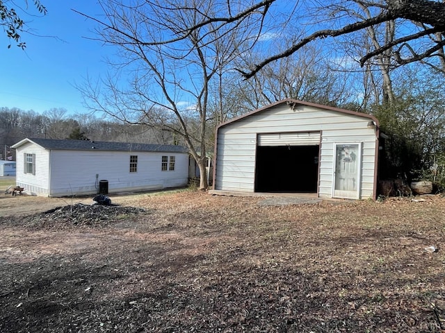 view of detached garage