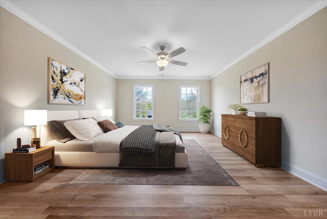 9 Lochwood Hill Dr, Goode, VA 24556 - bedroom featuring ornamental molding, light wood finished floors, baseboards, and ceiling fan