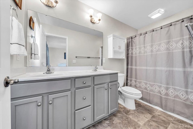 59 Broad St, Daleville, VA 24083 - full bath with double vanity, toilet, tile patterned floors, and a sink