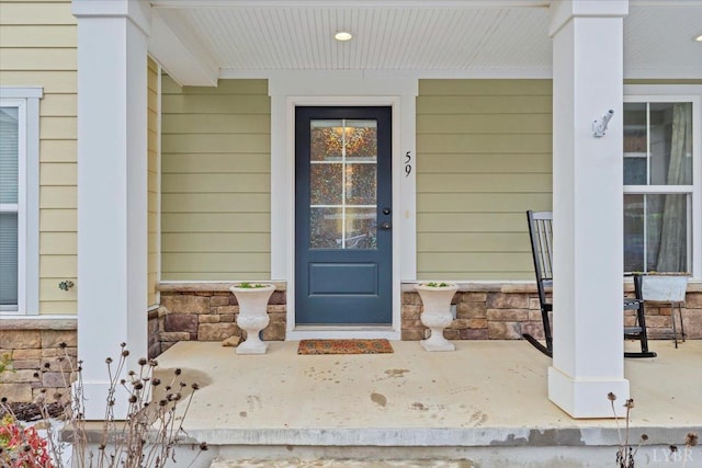 59 Broad St, Daleville, VA 24083 - doorway to property with a porch
