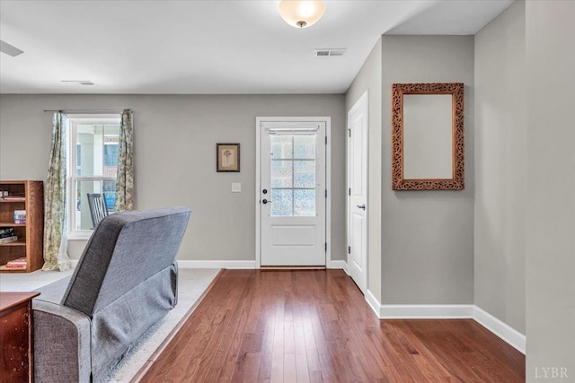 59 Broad St, Daleville, VA 24083 - entrance foyer featuring visible vents, baseboards, and hardwood / wood-style flooring