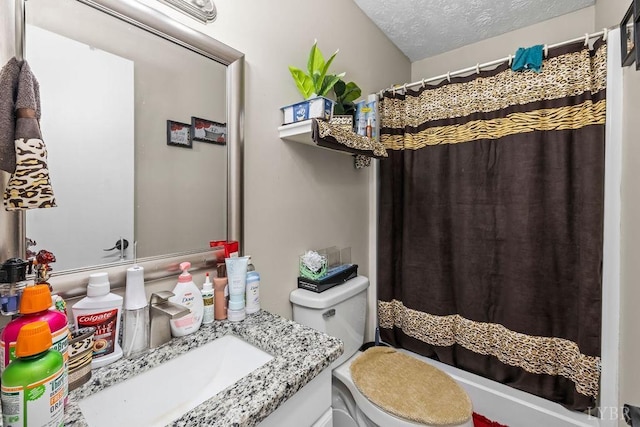 1117 Long Meadows Dr, Lynchburg, VA 24502 - full bathroom with vanity, toilet, a textured ceiling, and curtained shower