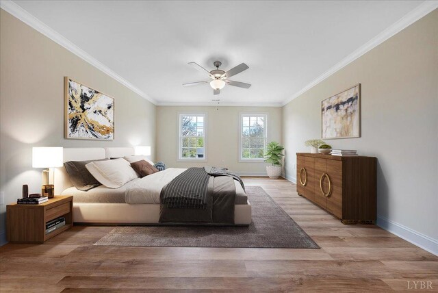 7 Lochwood Hill Dr, Goode, VA 24556 - bedroom with crown molding, light wood-type flooring, baseboards, and ceiling fan