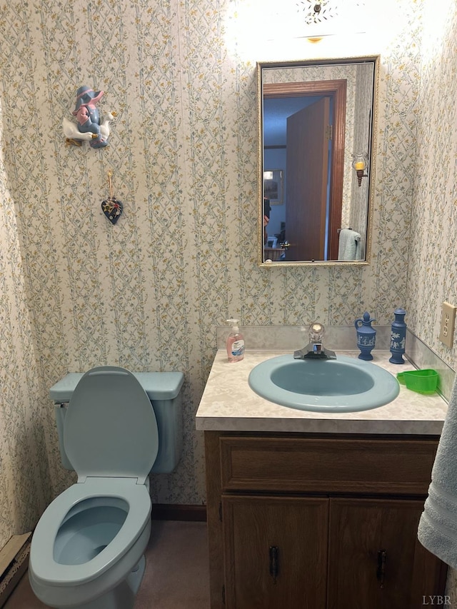 1118 Galax St, Bedford, VA 24523 - bathroom featuring wallpapered walls, vanity, and toilet