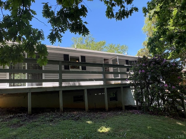 1118 Galax St, Bedford, VA 24523 - rear view of house with a wooden deck and a lawn
